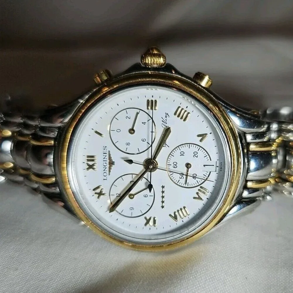 Vintage 1969 Longines Golden Wing Gold Mens Watch L3.610.5 35mm Stainless Steel - Picture 10 of 13